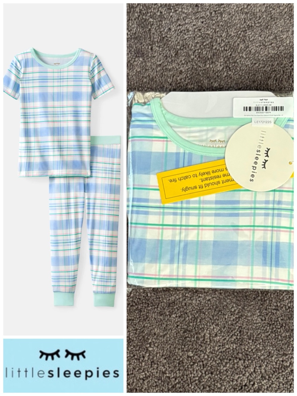 Little Sleepies Springtime Plaid PJ Set 3T